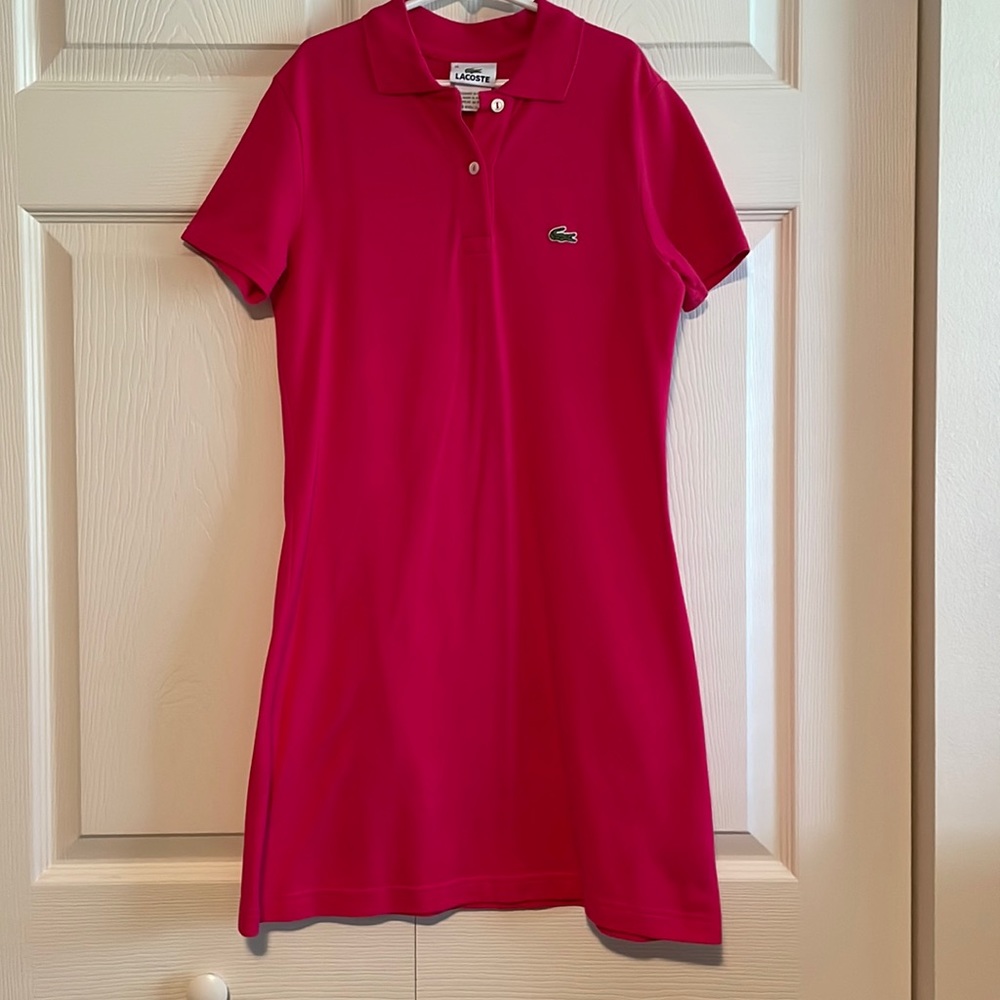 LACOSTE Bright Pink Pique Polo Tennis Dress, EUC